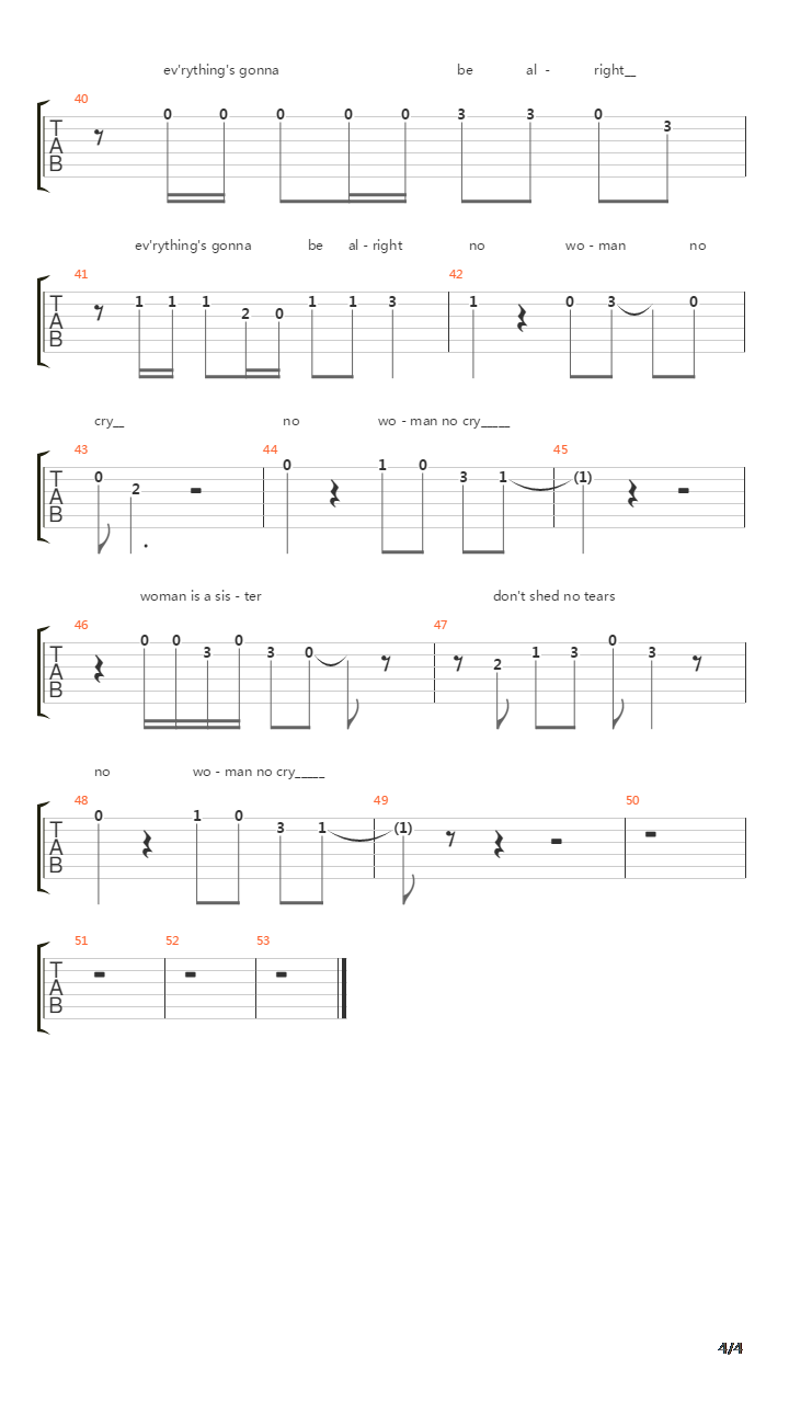 No Woman No Cry吉他谱