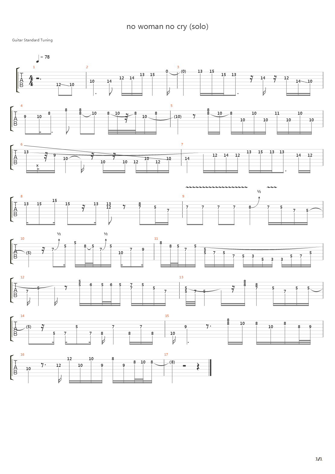 No Woman No Cry吉他谱