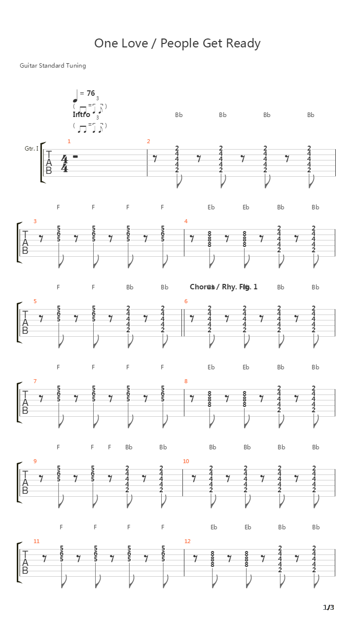 One Love吉他谱