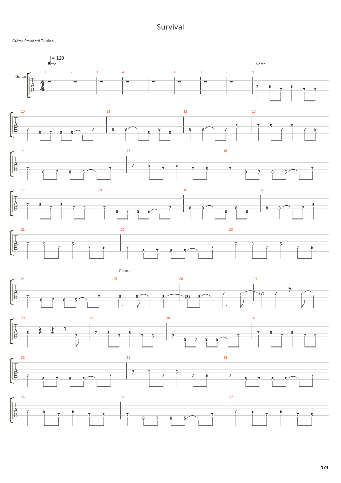 Survival吉他谱
