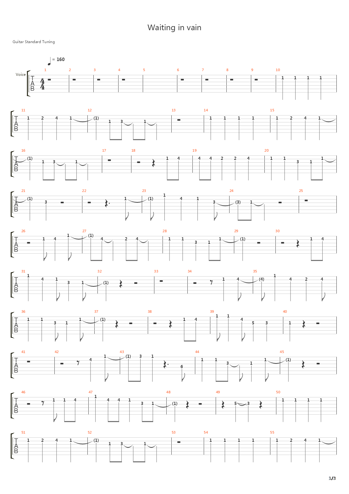 Waiting In Vain吉他谱