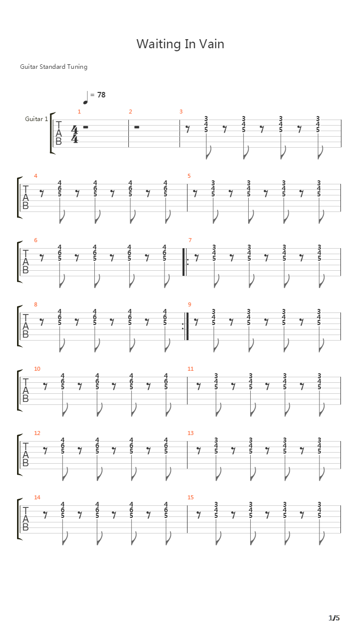 Waiting In Vain吉他谱
