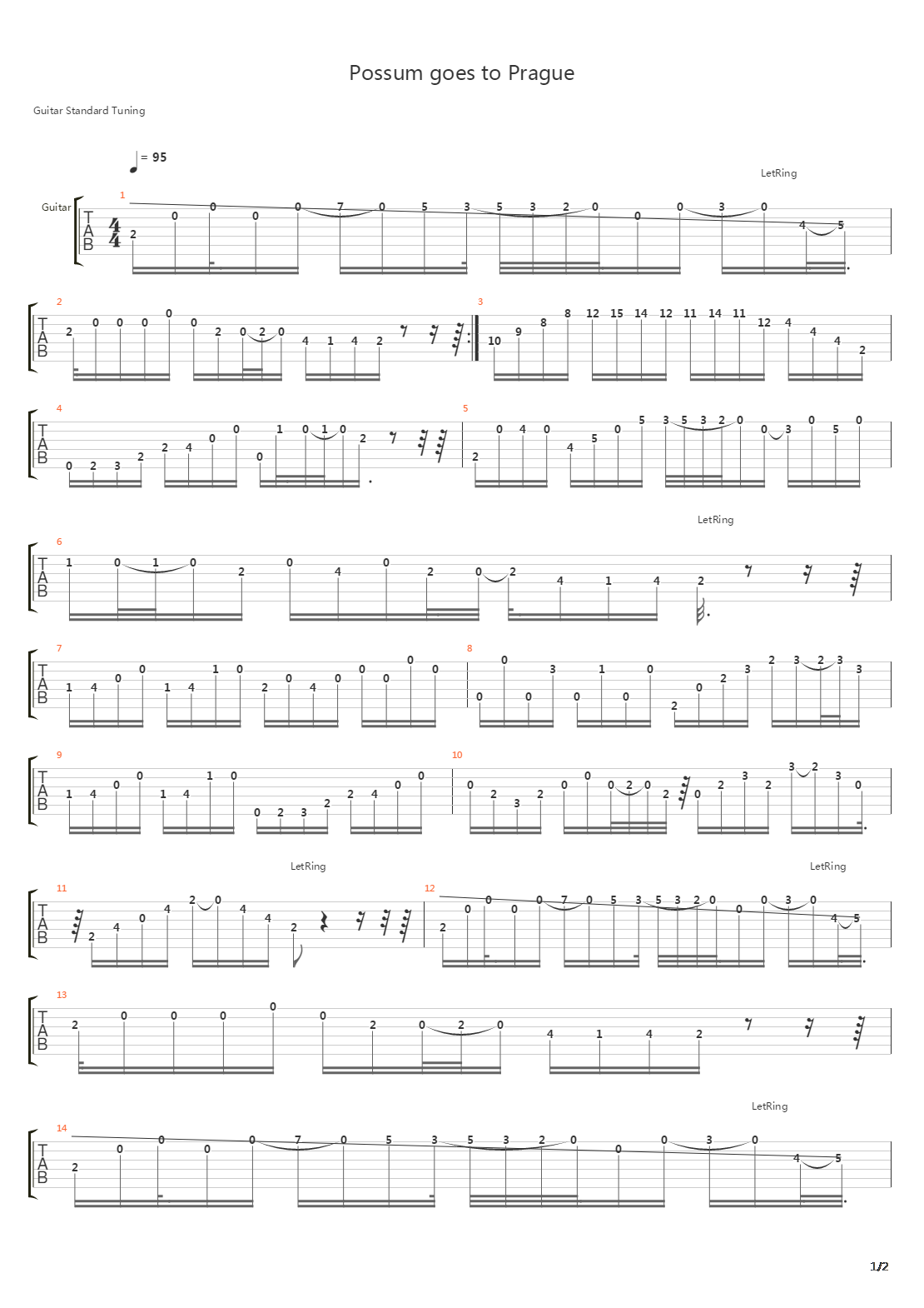 Possum Goes To Prague吉他谱