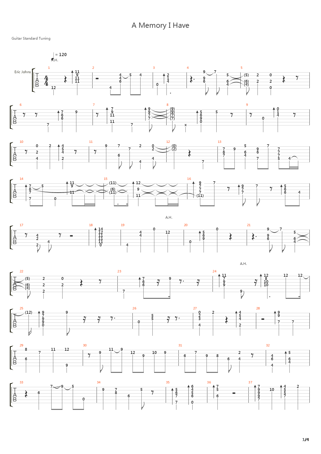 A Memory I Have吉他谱