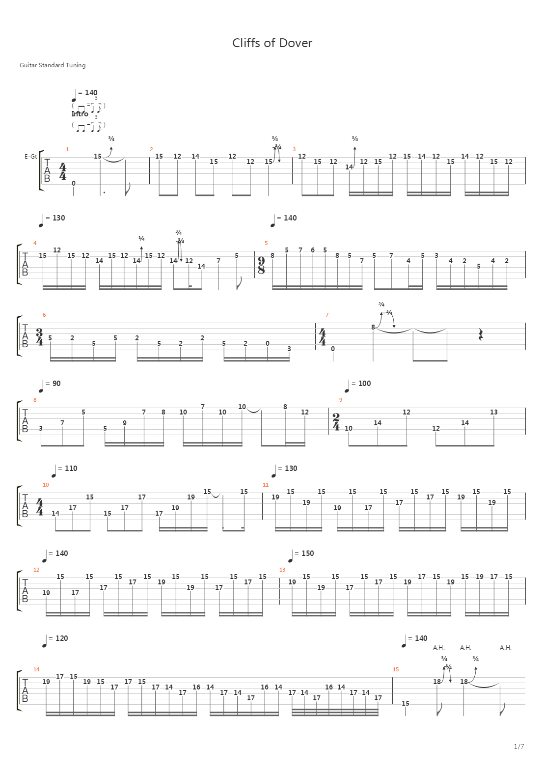 Cliffs Of Dover吉他谱