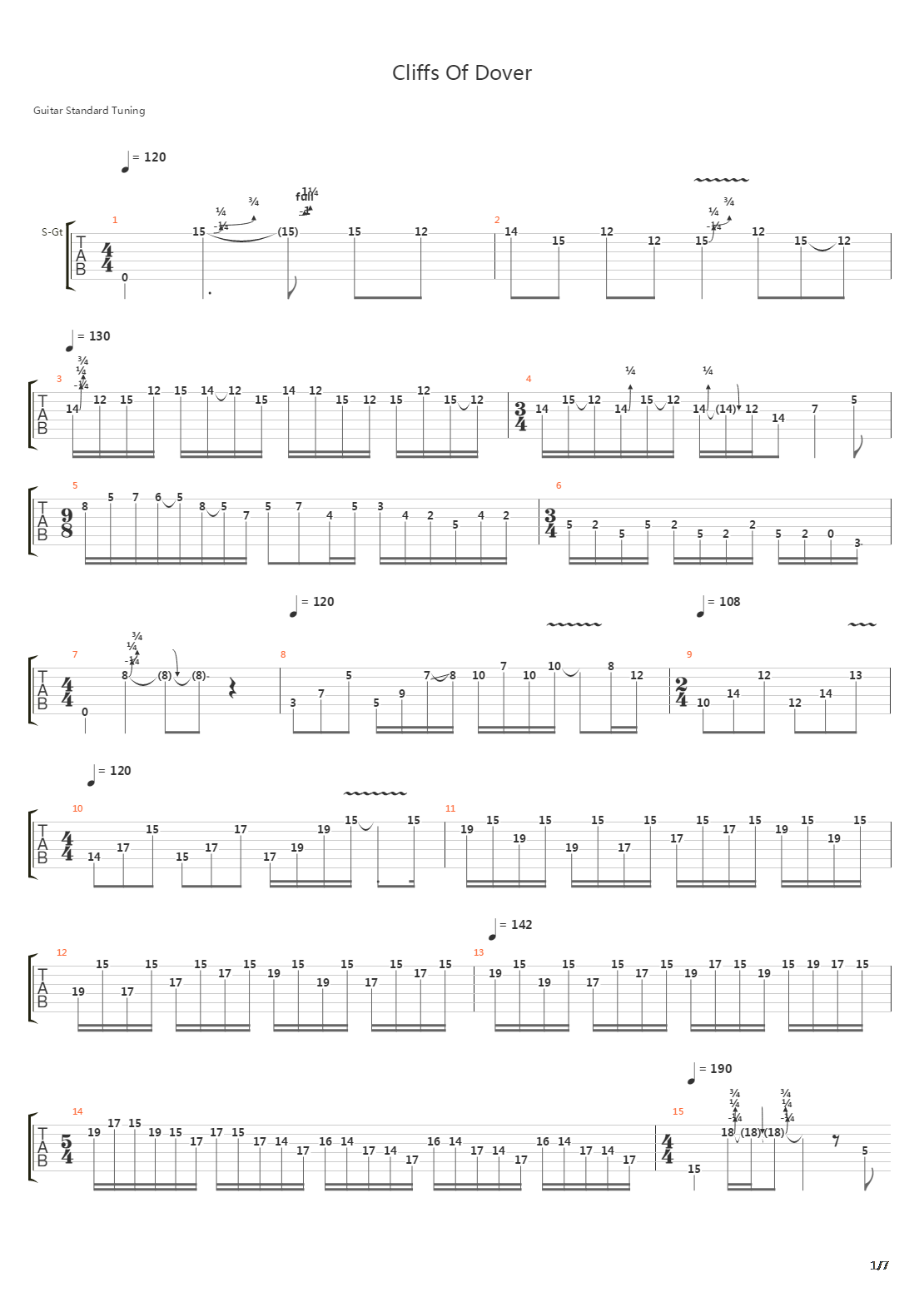 Cliffs Of Dover吉他谱