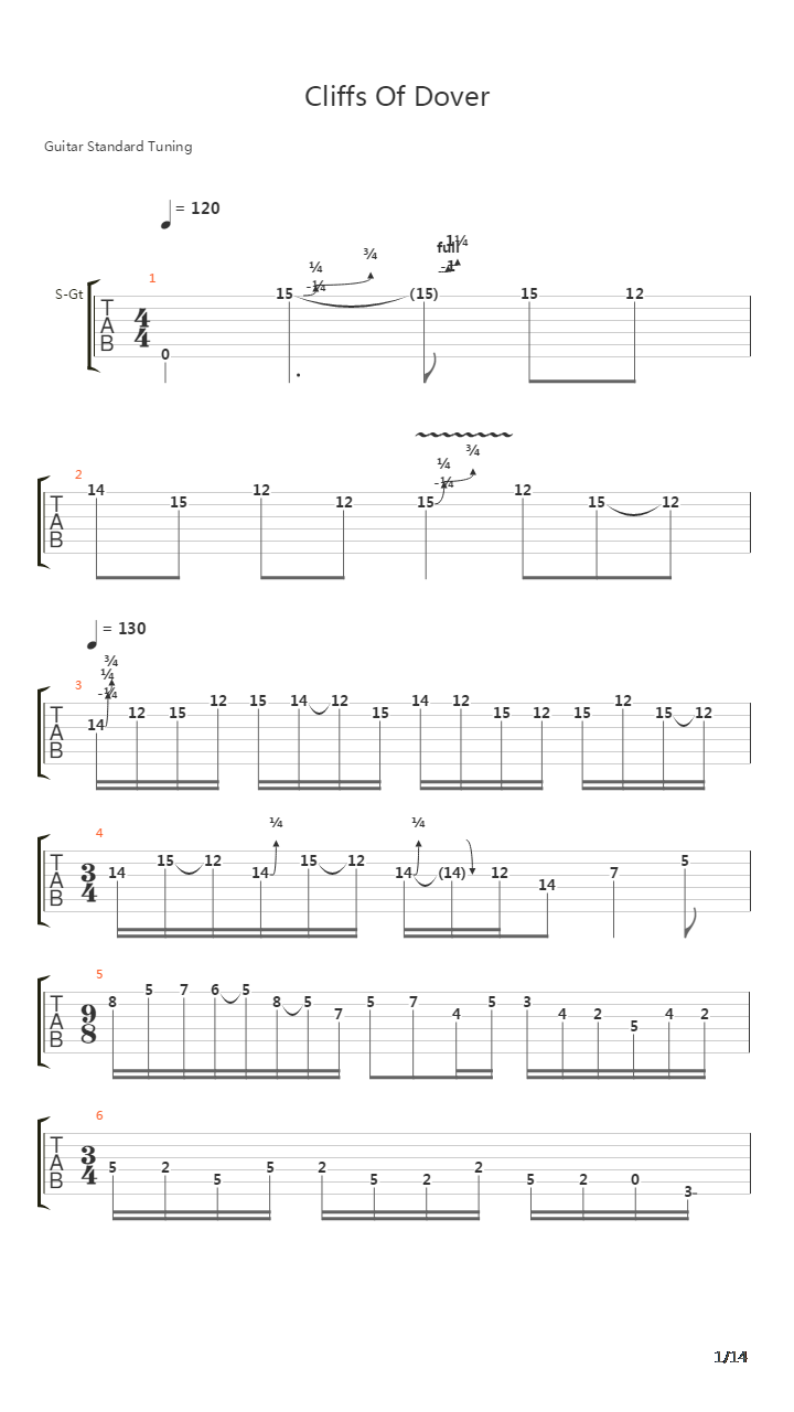 Cliffs Of Dover吉他谱