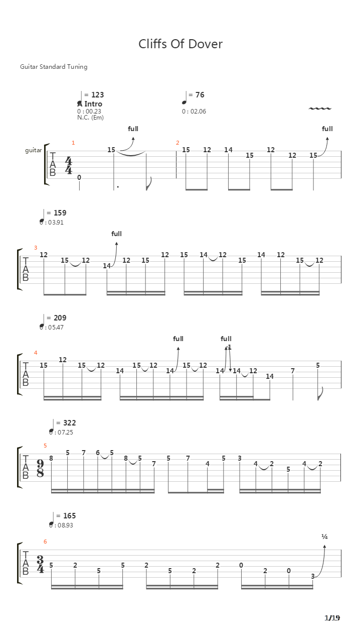 Cliffs Of Dover吉他谱