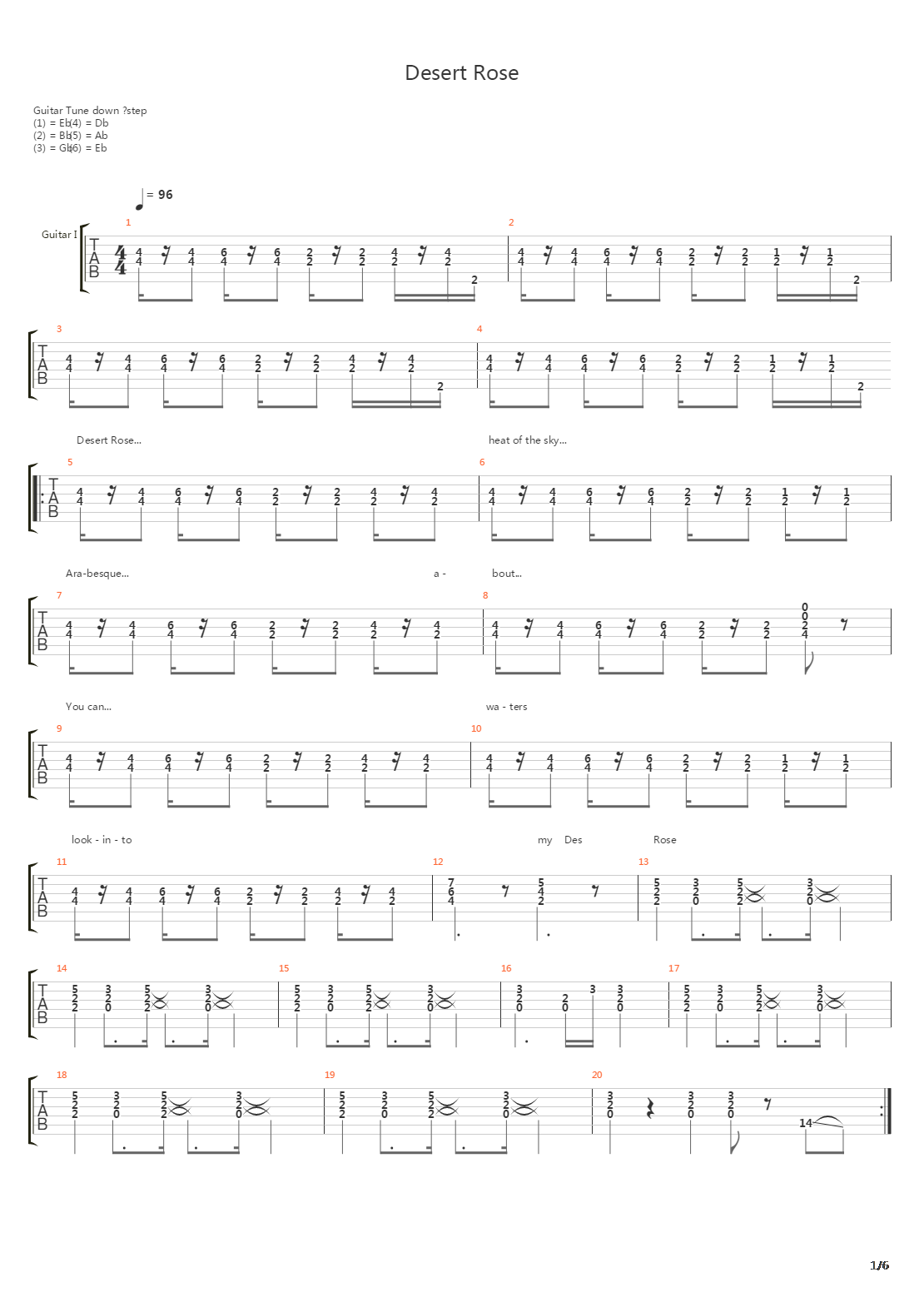 Desert Rose吉他谱