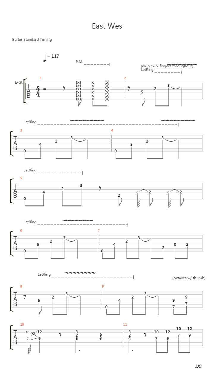 East Wes吉他谱