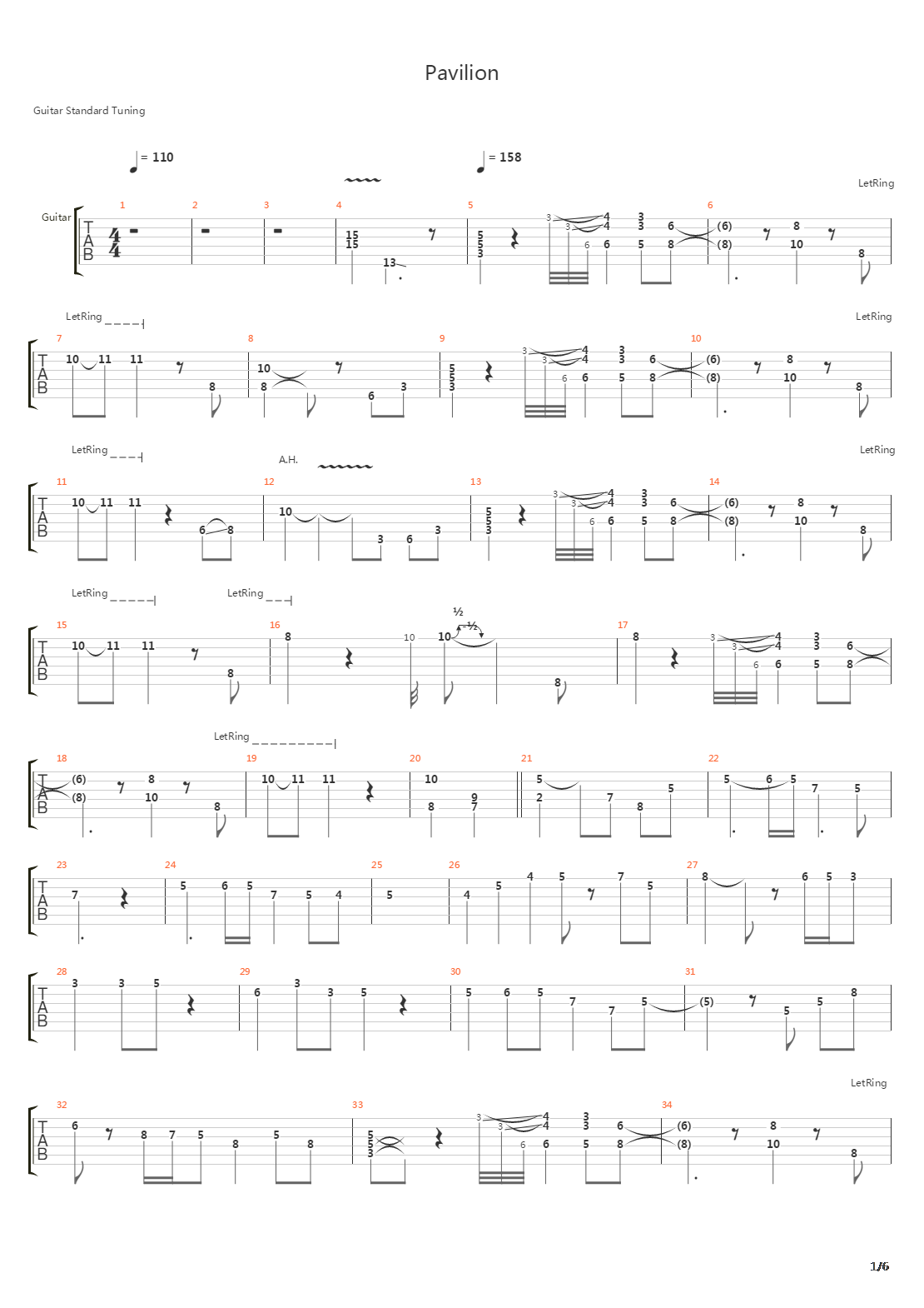 Pavilion吉他谱