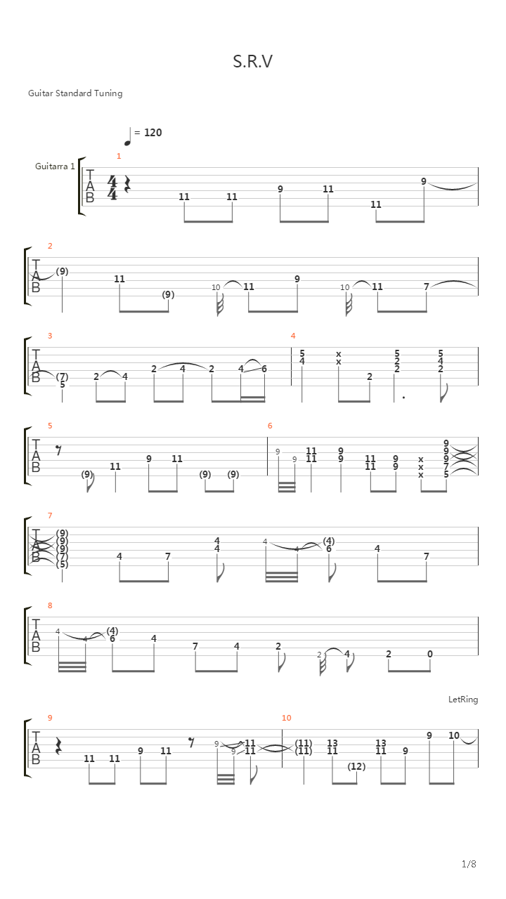 Srv吉他谱