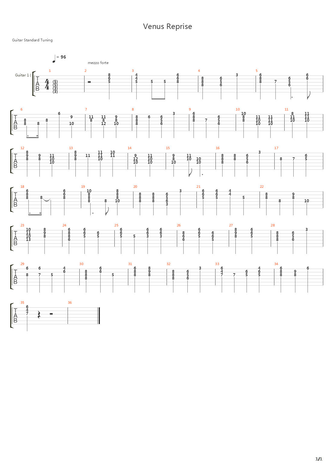 Venus Reprise吉他谱