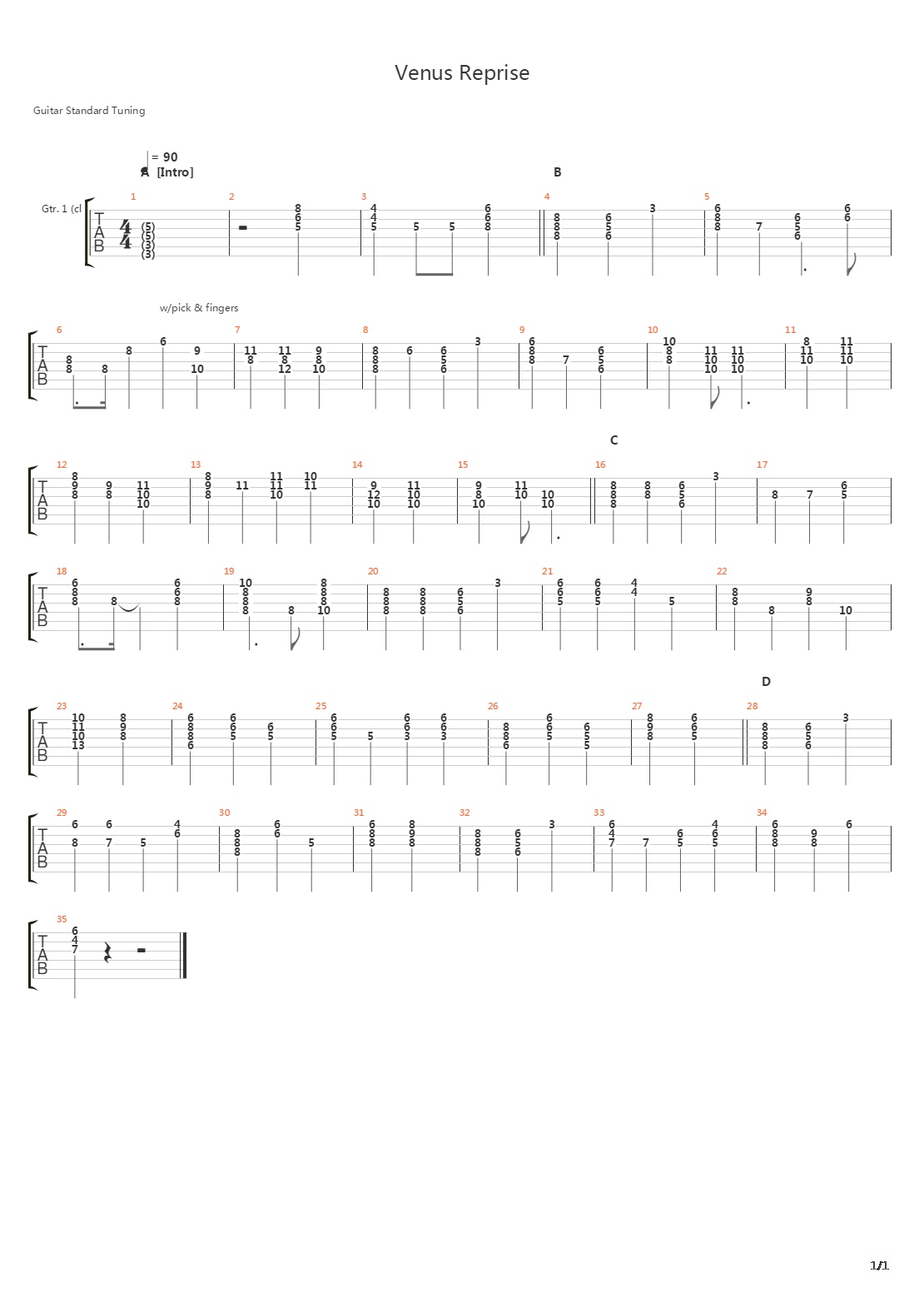 Venus Reprise吉他谱