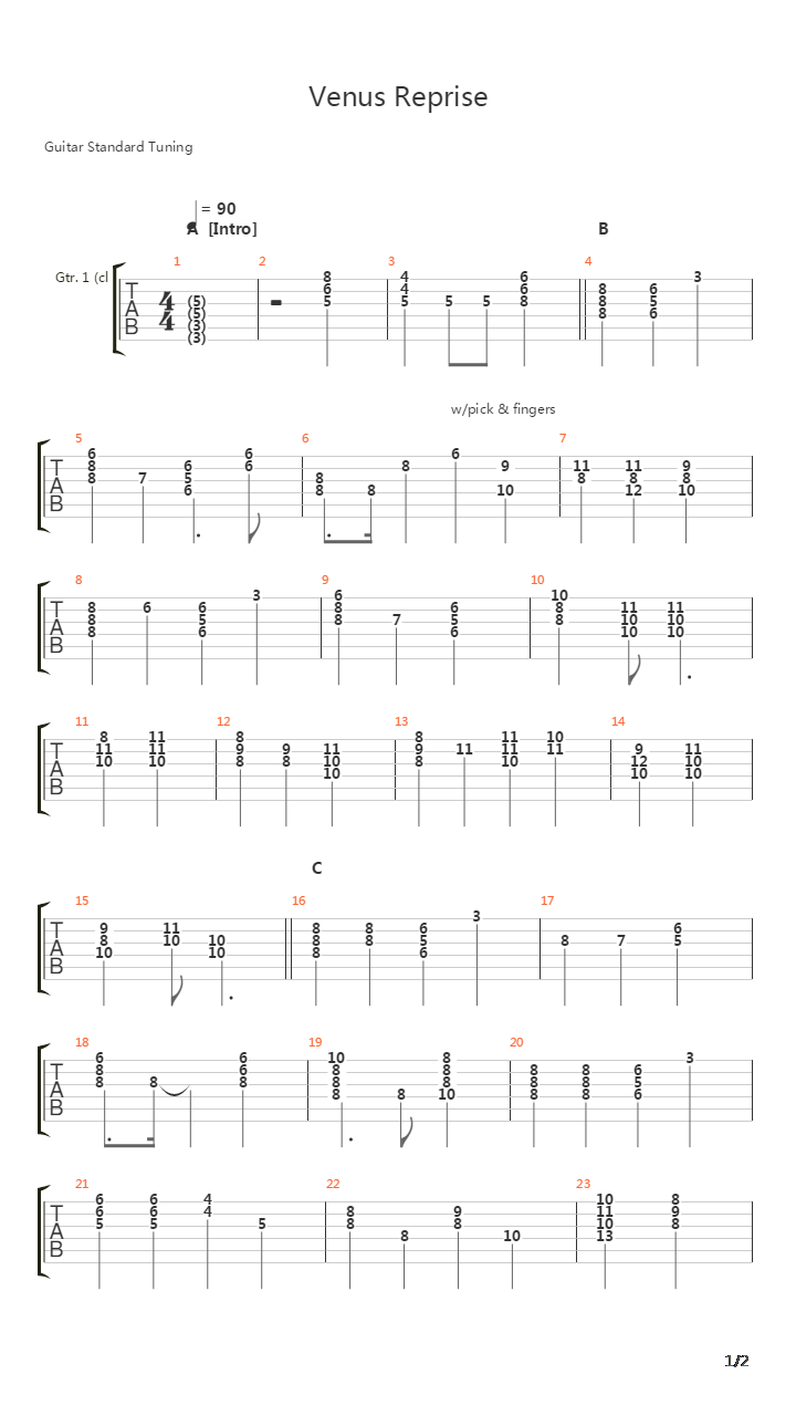 Venus Reprise吉他谱