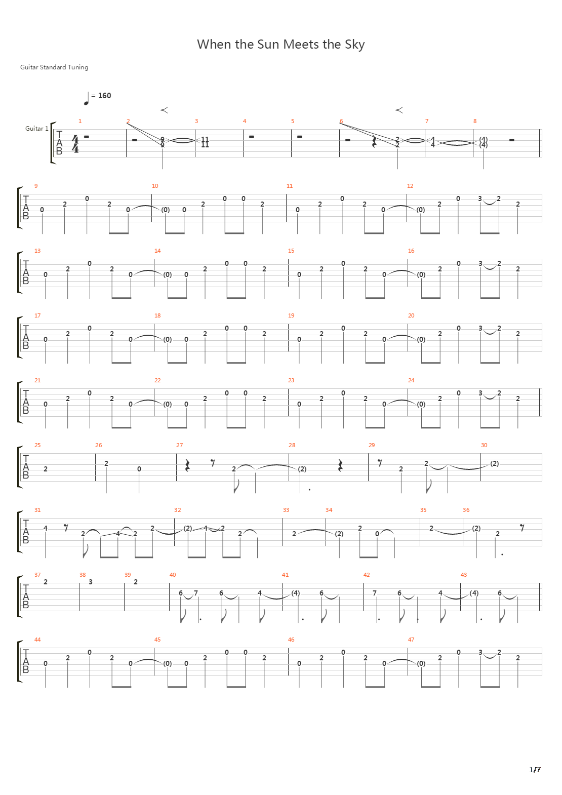 When The Sun Meets The Sky吉他谱