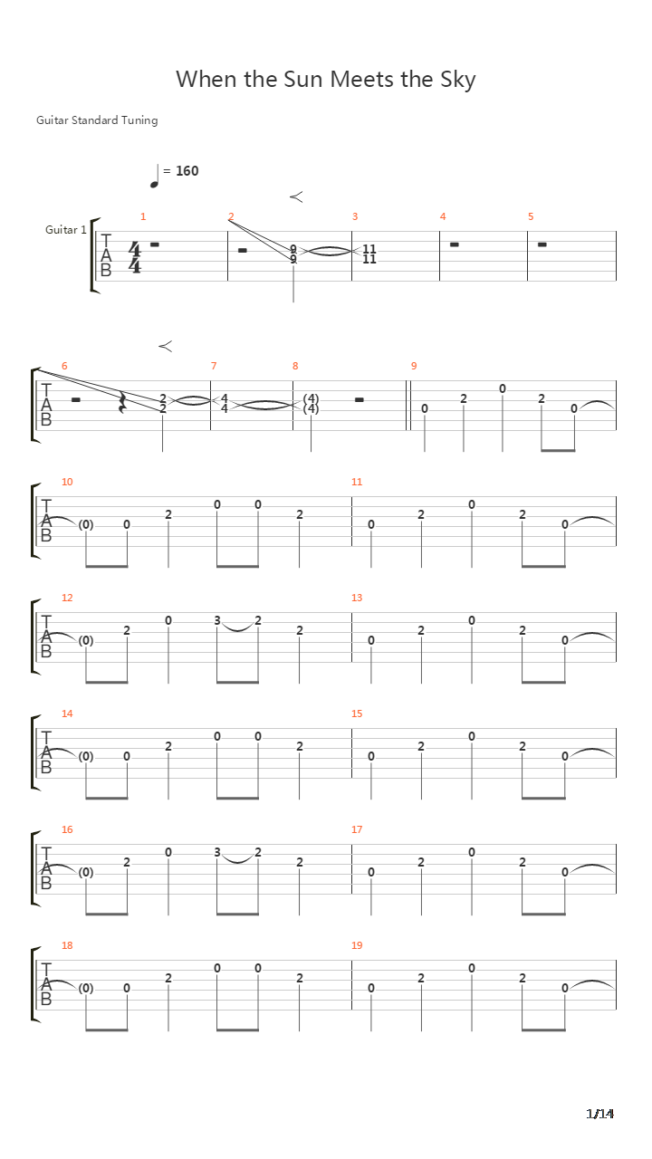 When The Sun Meets The Sky吉他谱