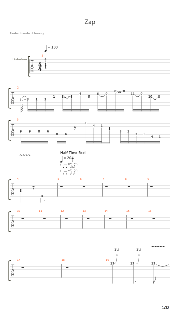 Zap吉他谱