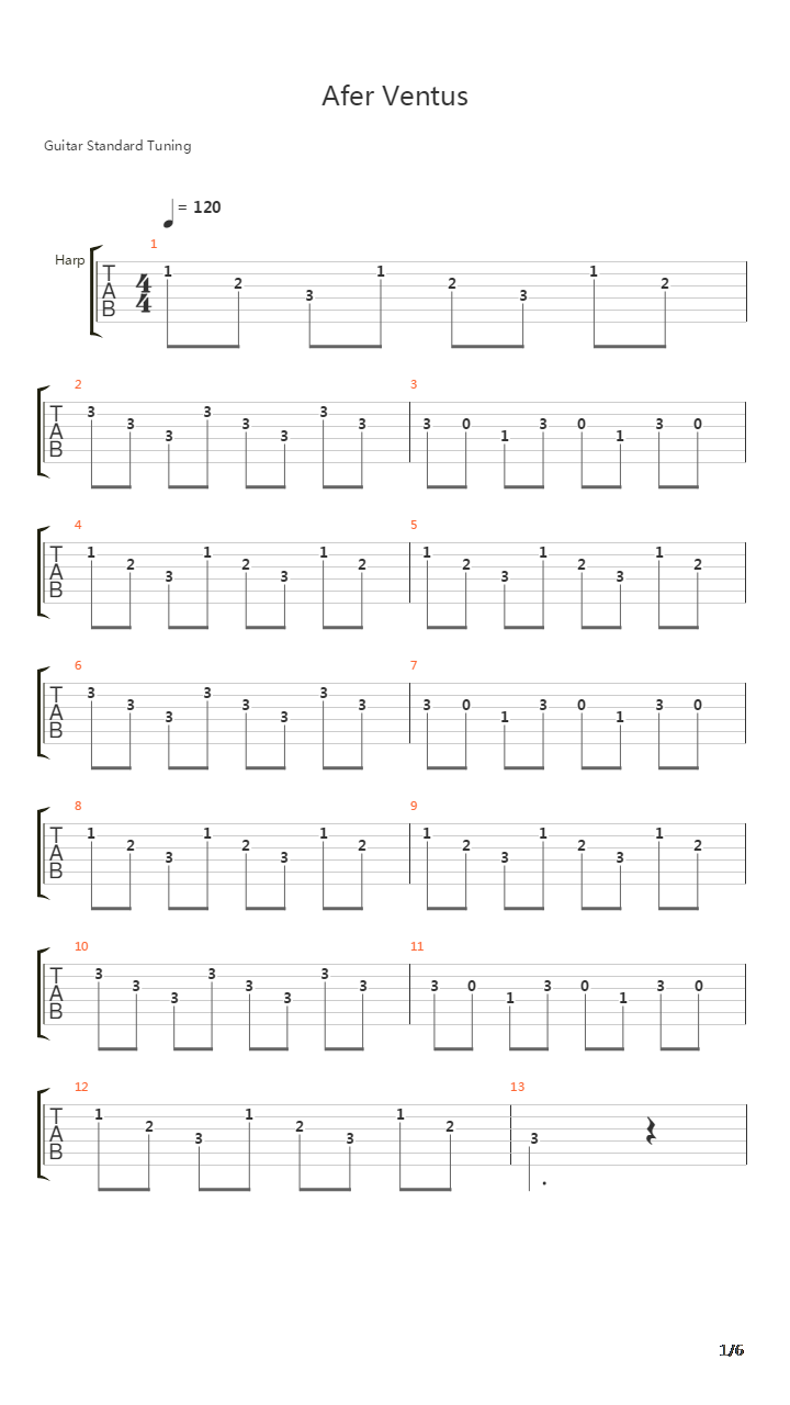Afer Ventus吉他谱