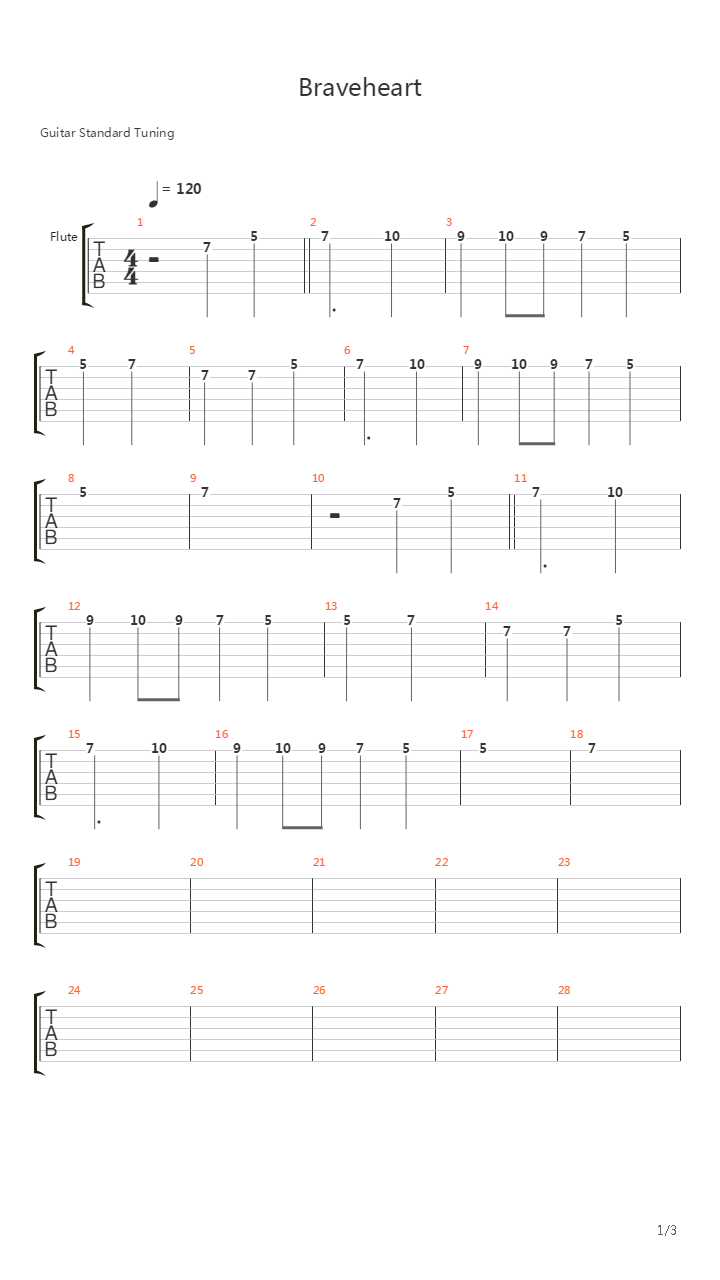 Braveheart吉他谱