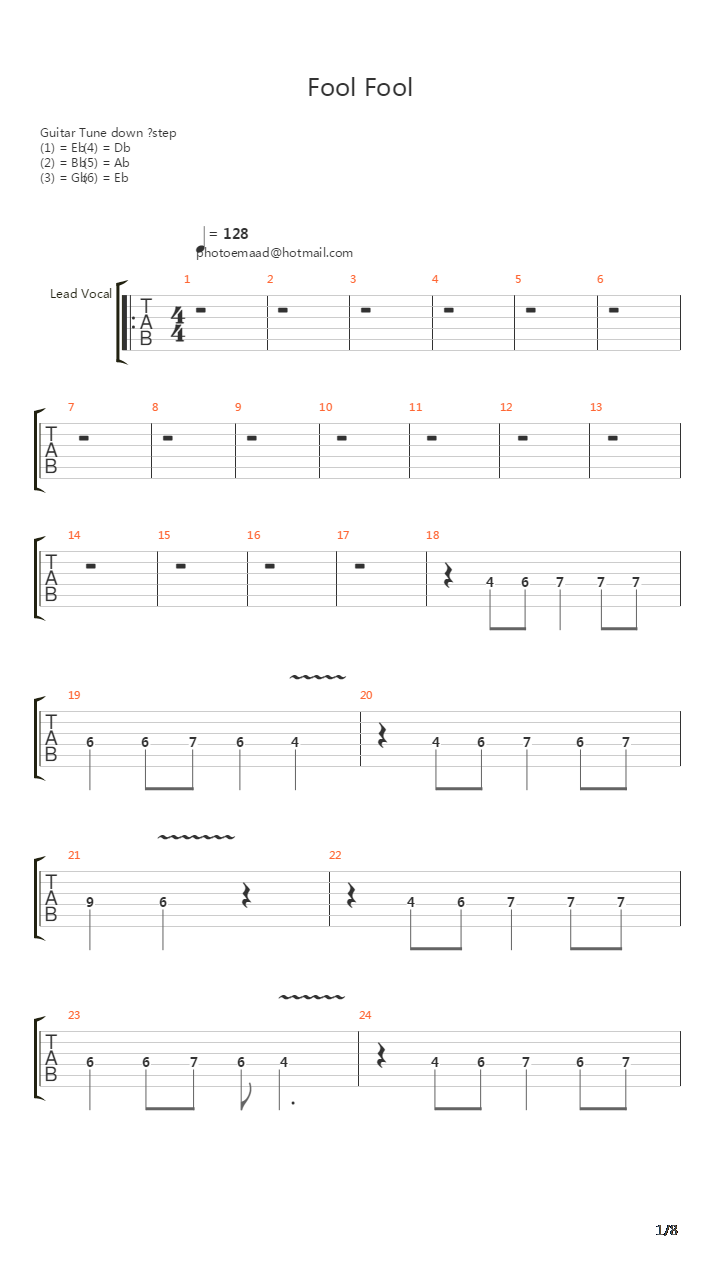 Fool Fool吉他谱