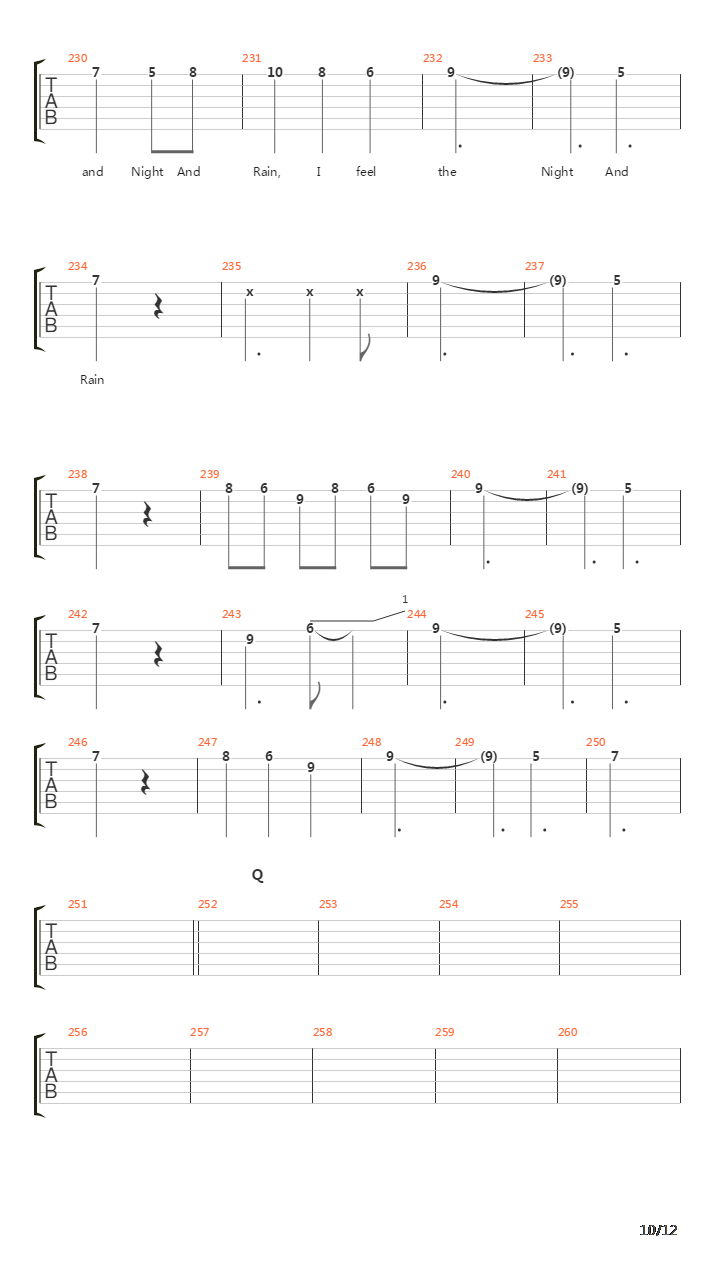 Night And Rain吉他谱