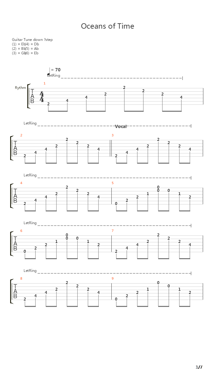 Oceans Of Time吉他谱