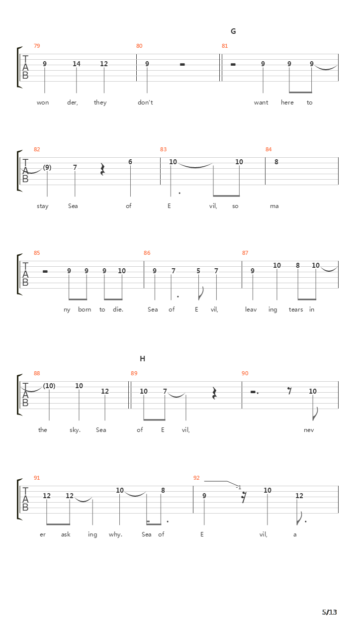 Sea Of Evil吉他谱