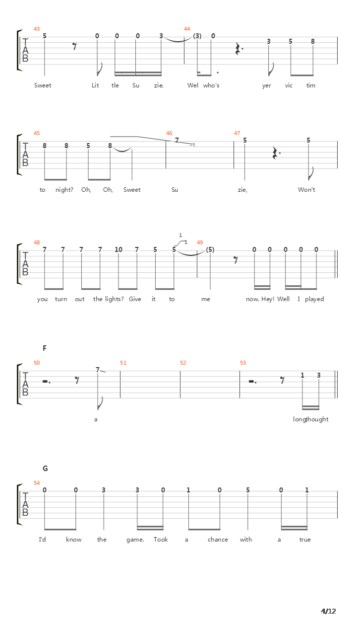 Sweet Little Suzie吉他谱
