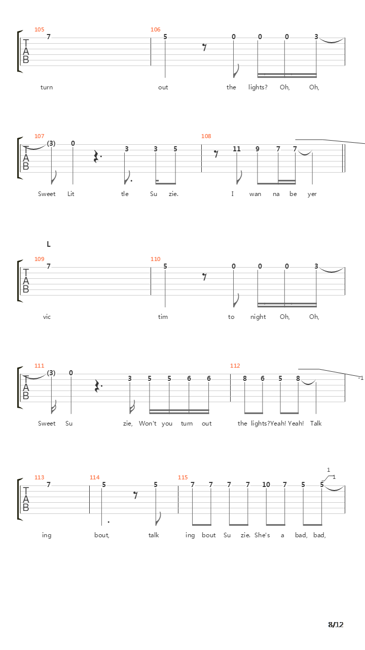 Sweet Little Suzie吉他谱