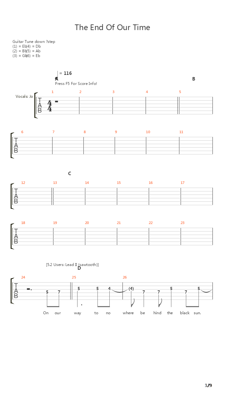 The End Of Our Time吉他谱