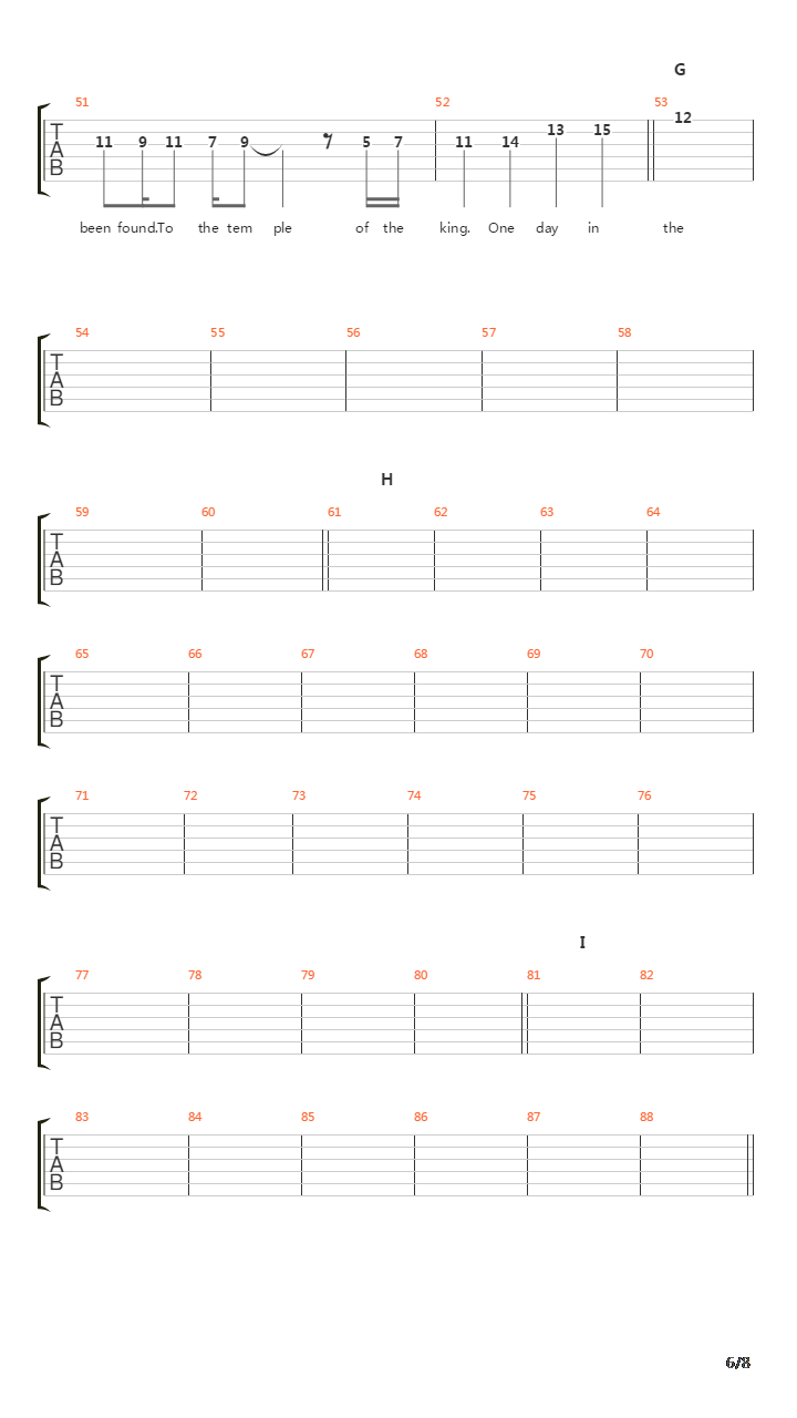 The Temple Of The King吉他谱
