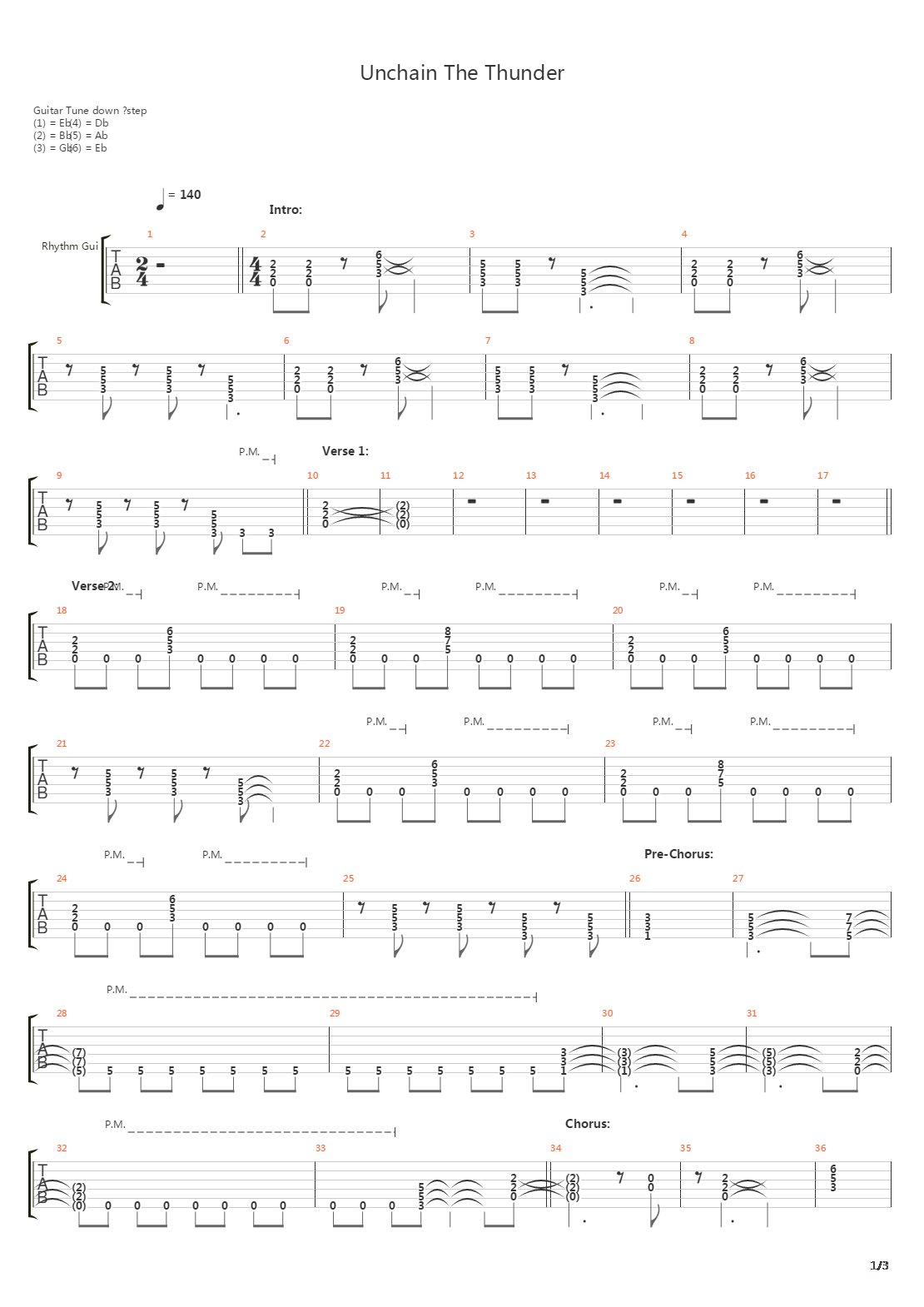 Unchain The Thunder吉他谱