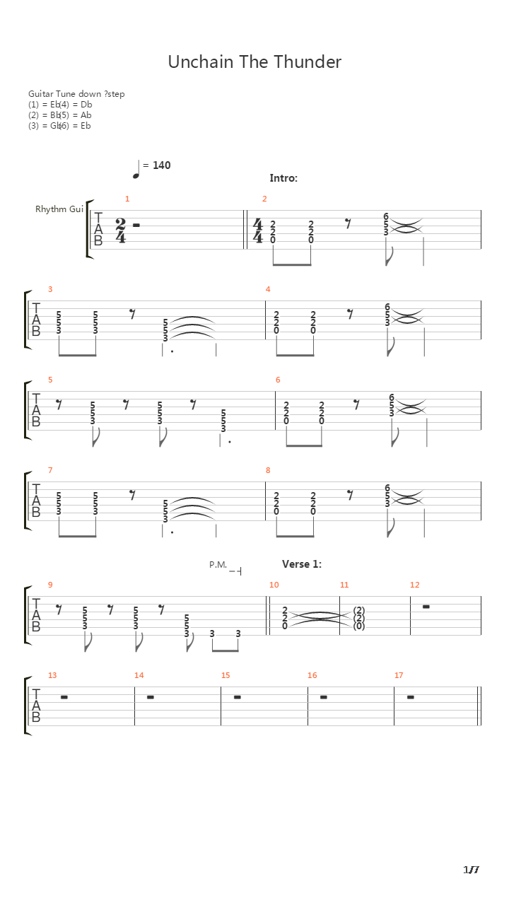 Unchain The Thunder吉他谱