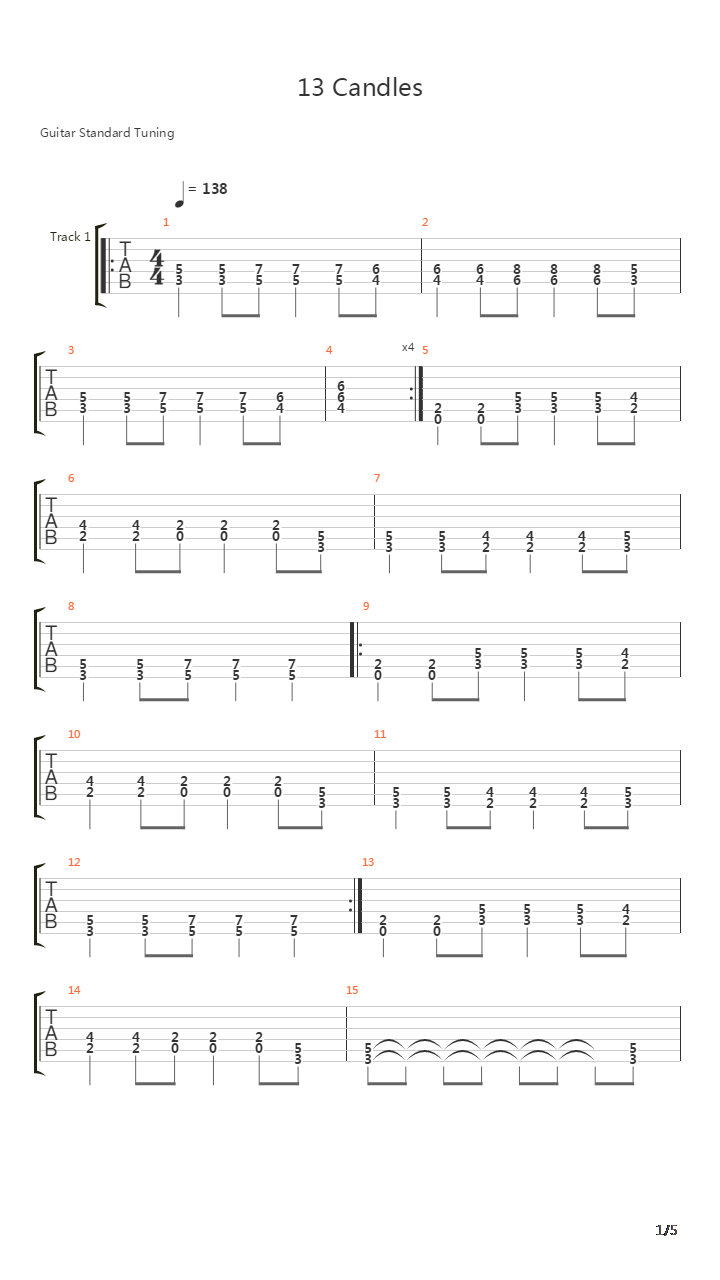 13 Candles吉他谱