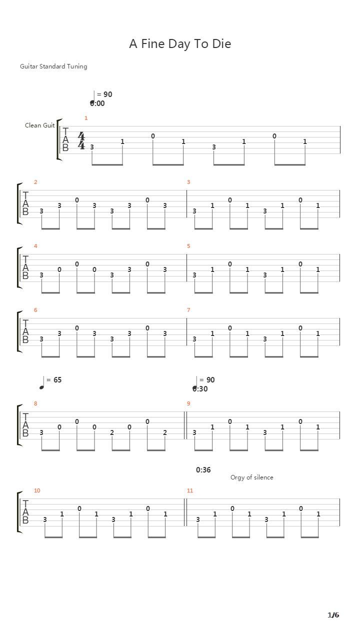 A Fine Day To Die吉他谱