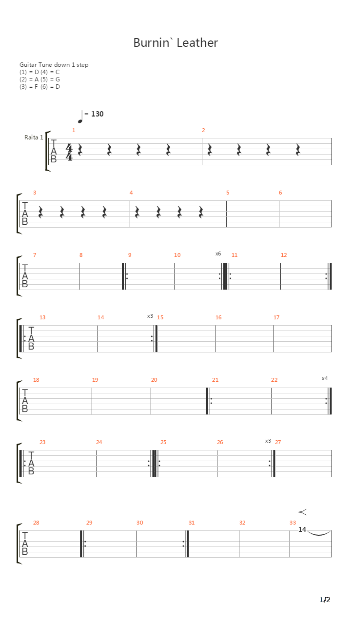 Burnin Leather吉他谱