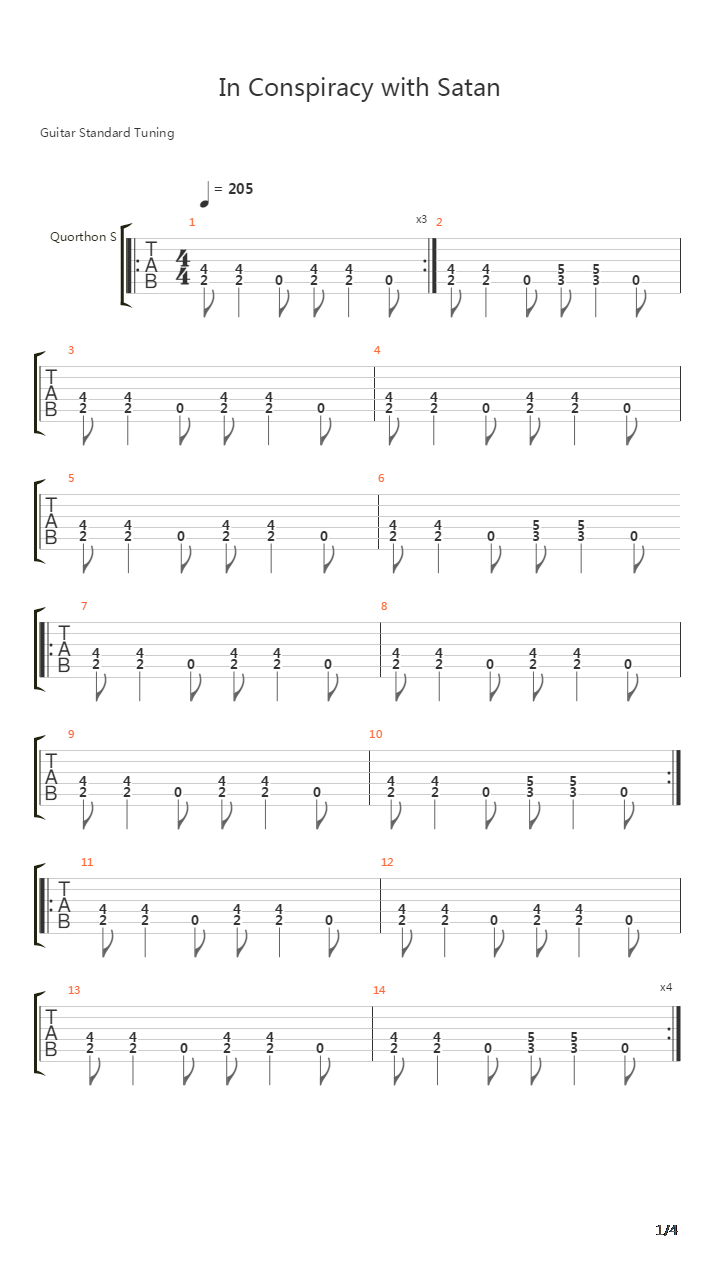 In Conspiracy With Satan吉他谱