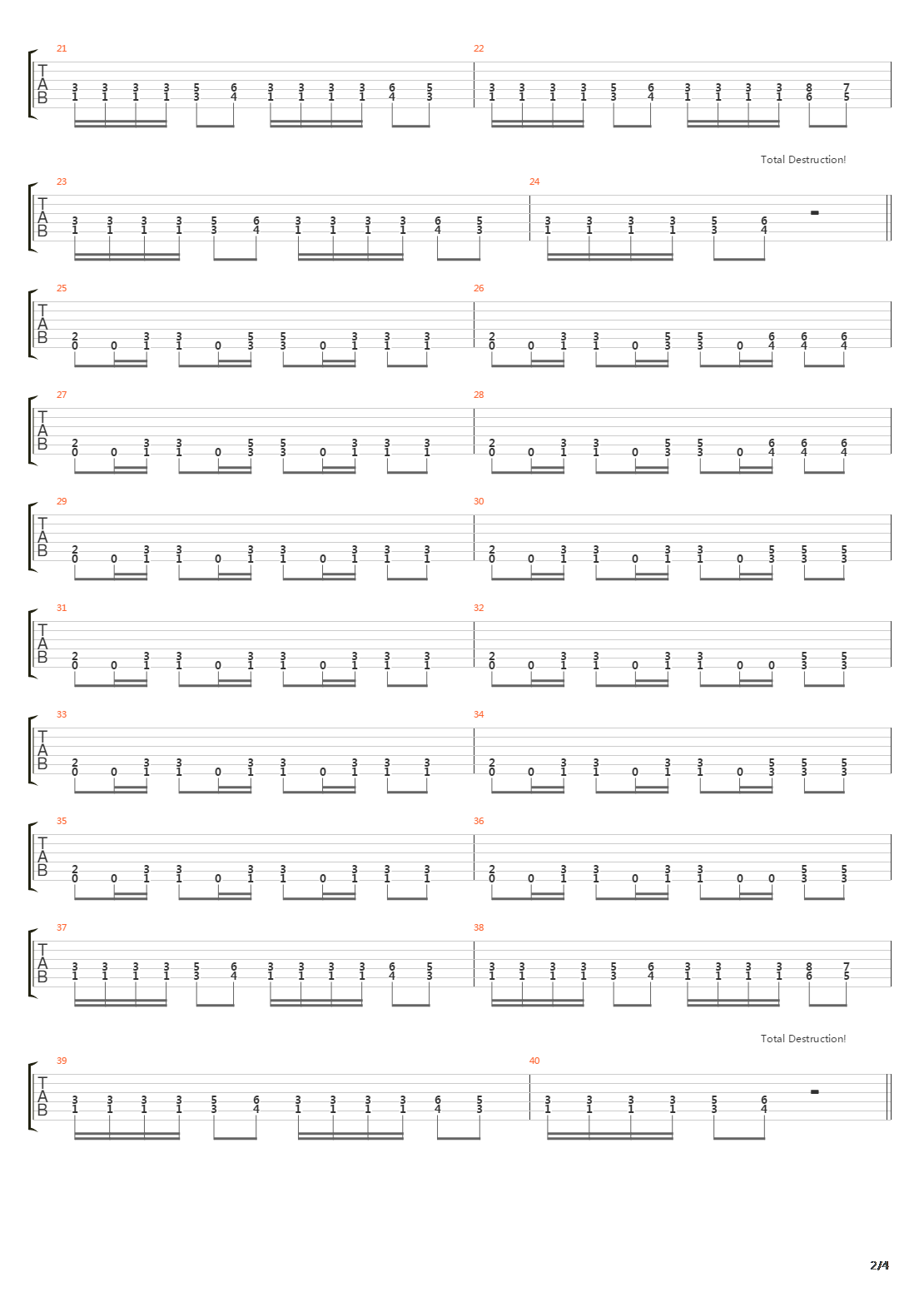 Total Destruction吉他谱