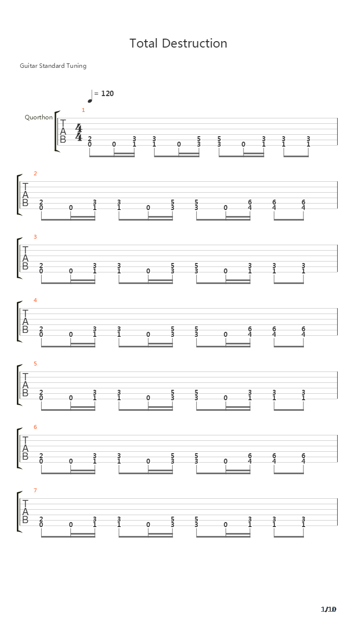 Total Destruction吉他谱