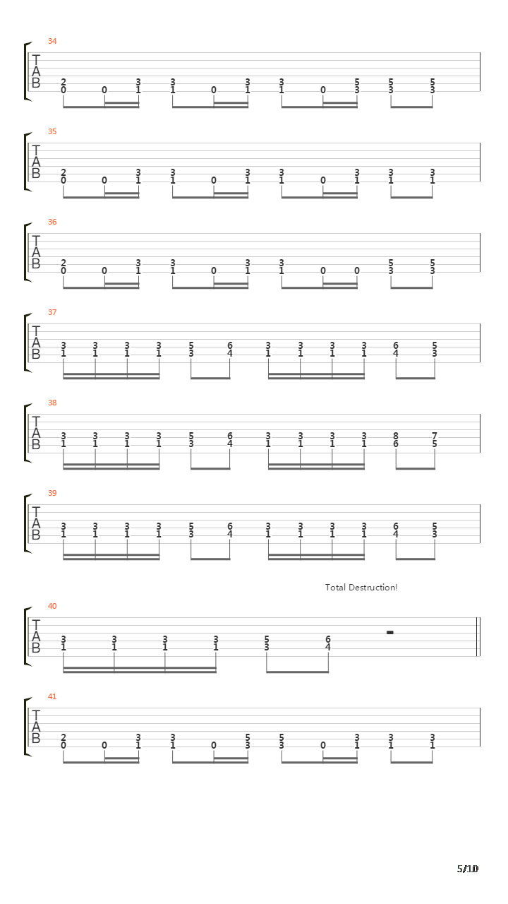 Total Destruction吉他谱