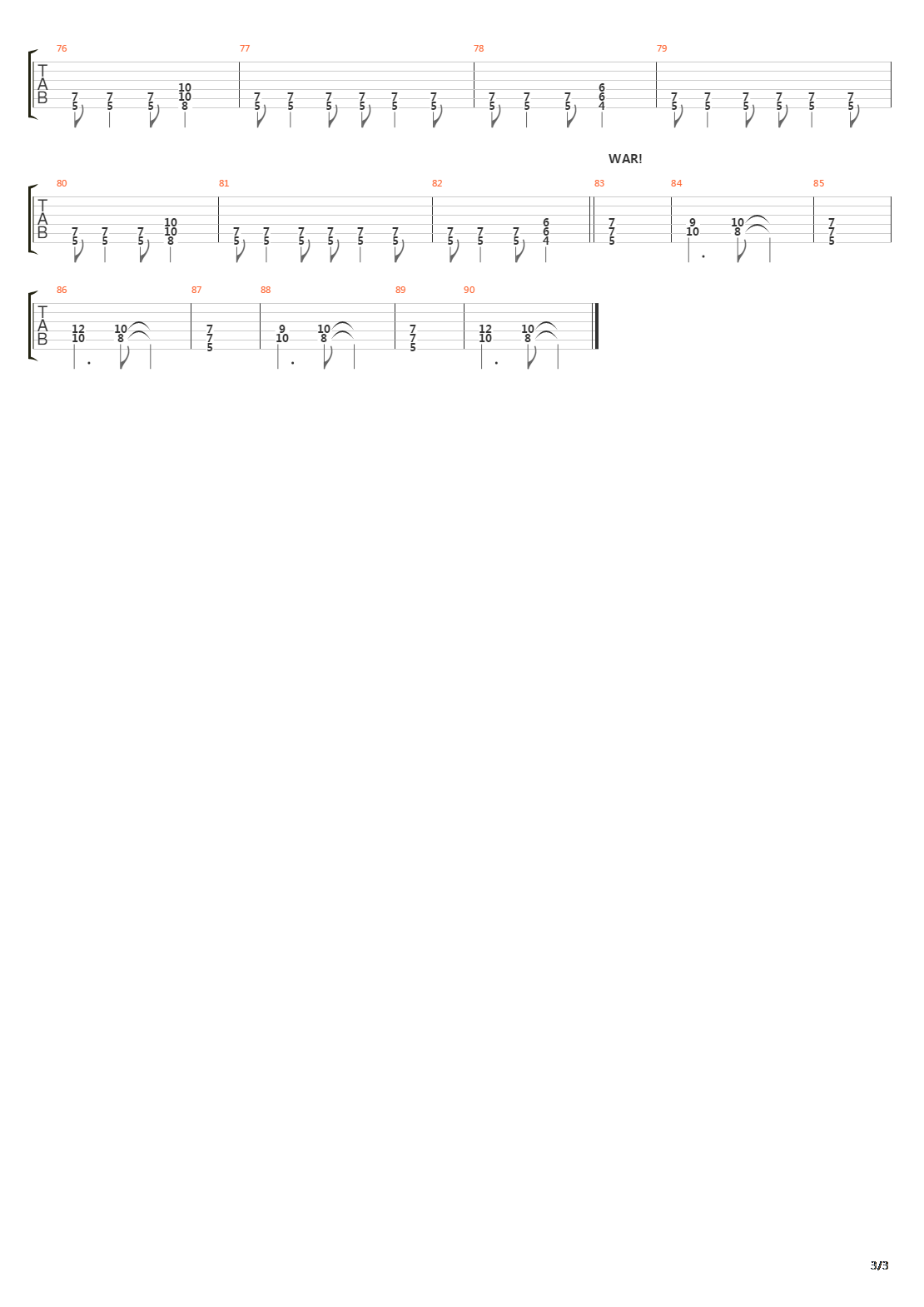 War吉他谱