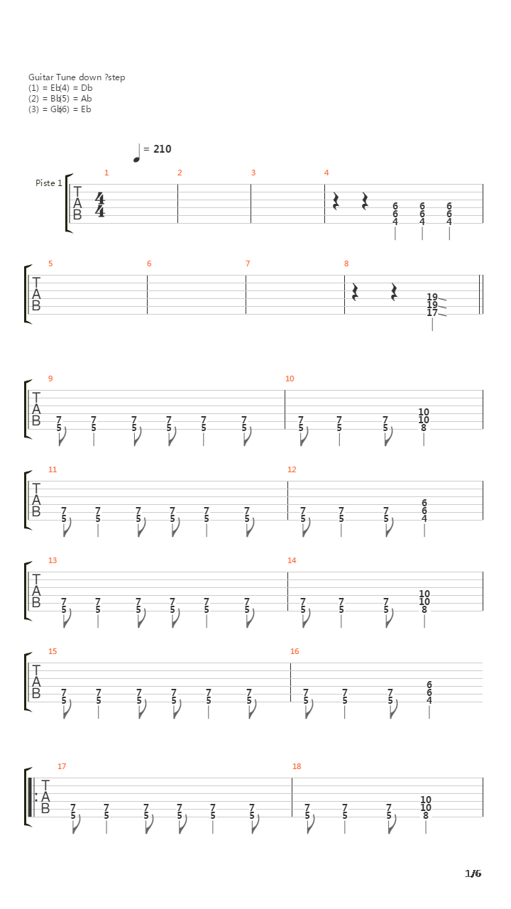 War吉他谱