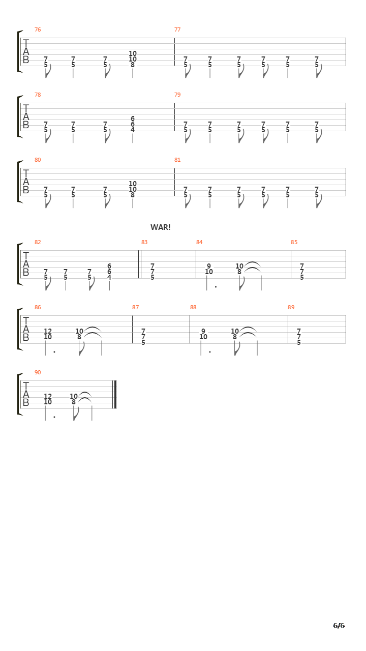 War吉他谱