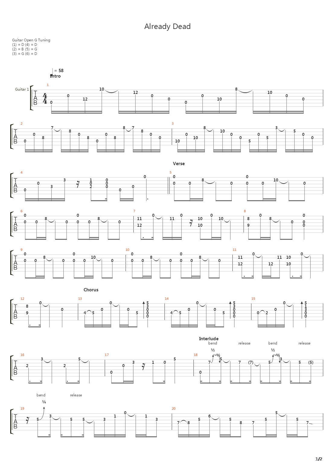 Already Dead吉他谱