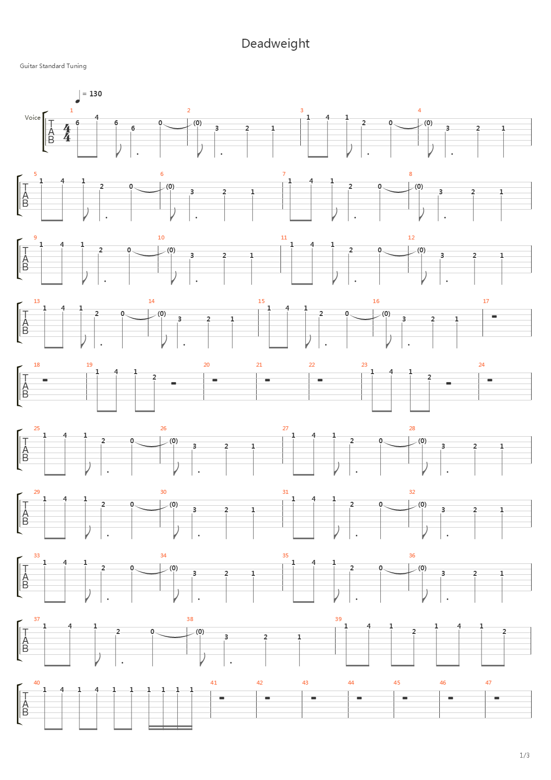 Deadweight吉他谱