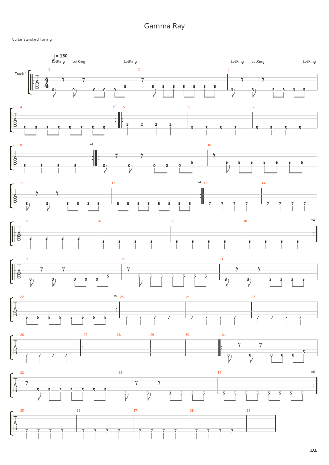 Gamma Ray吉他谱
