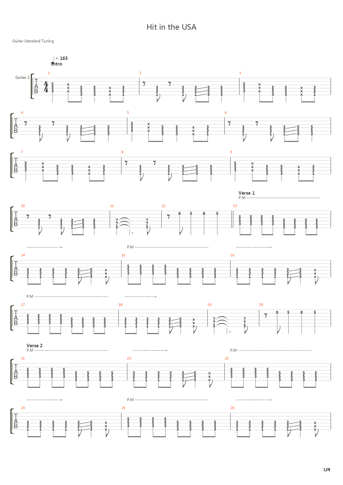 Hit In The Usa吉他谱