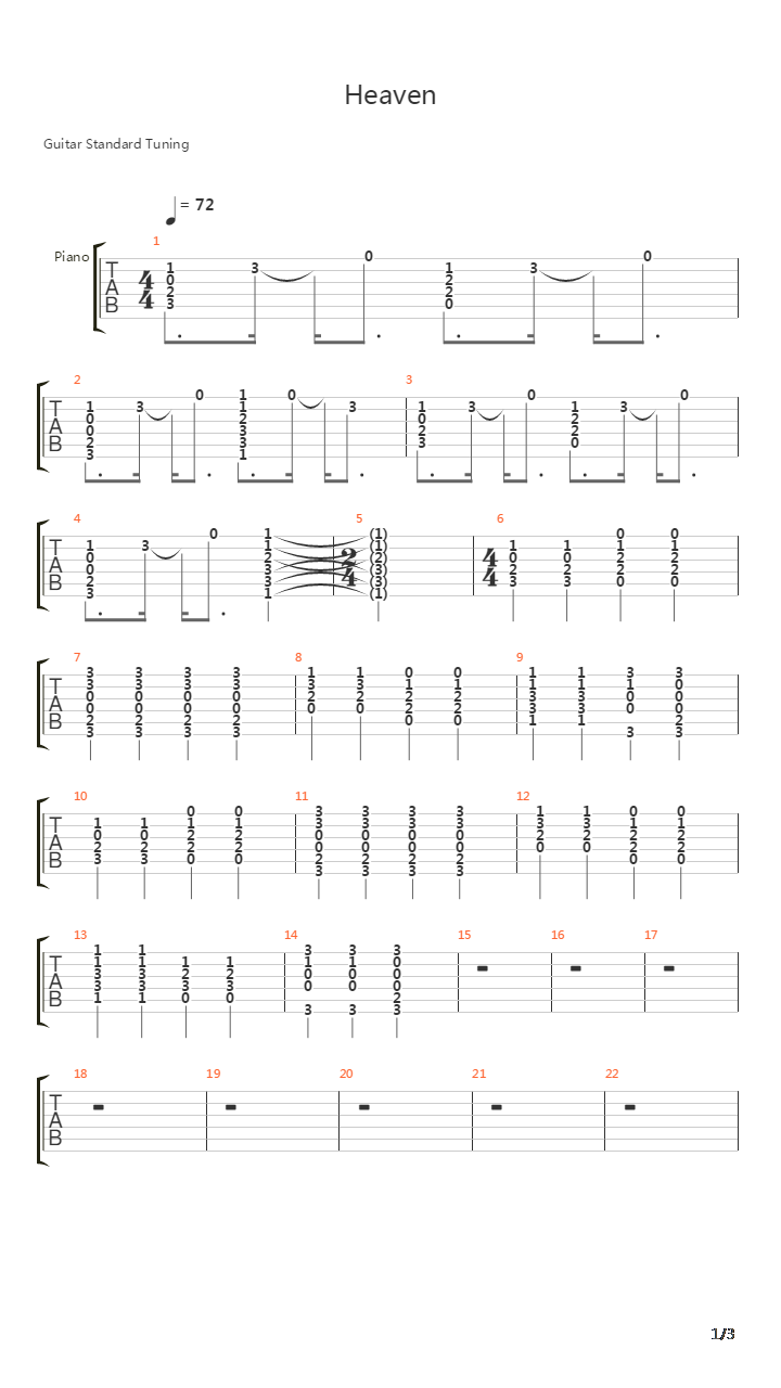 Heaven吉他谱