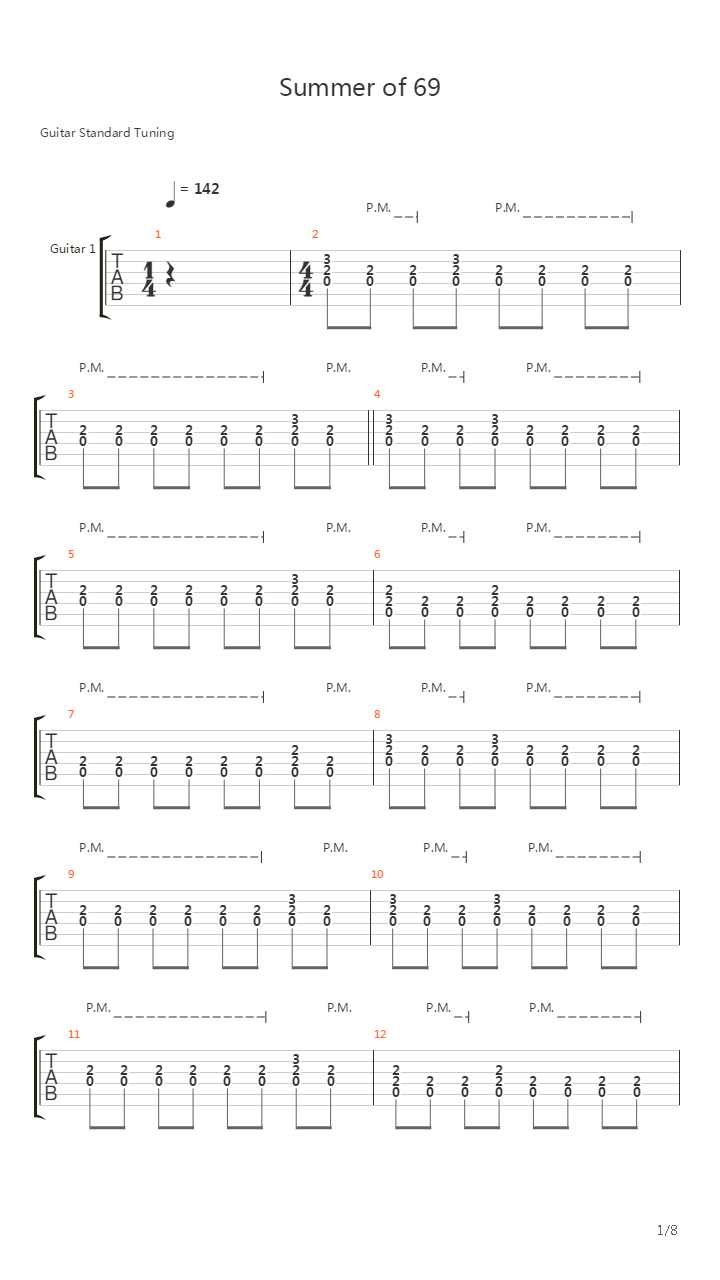 Summer Of 69吉他谱